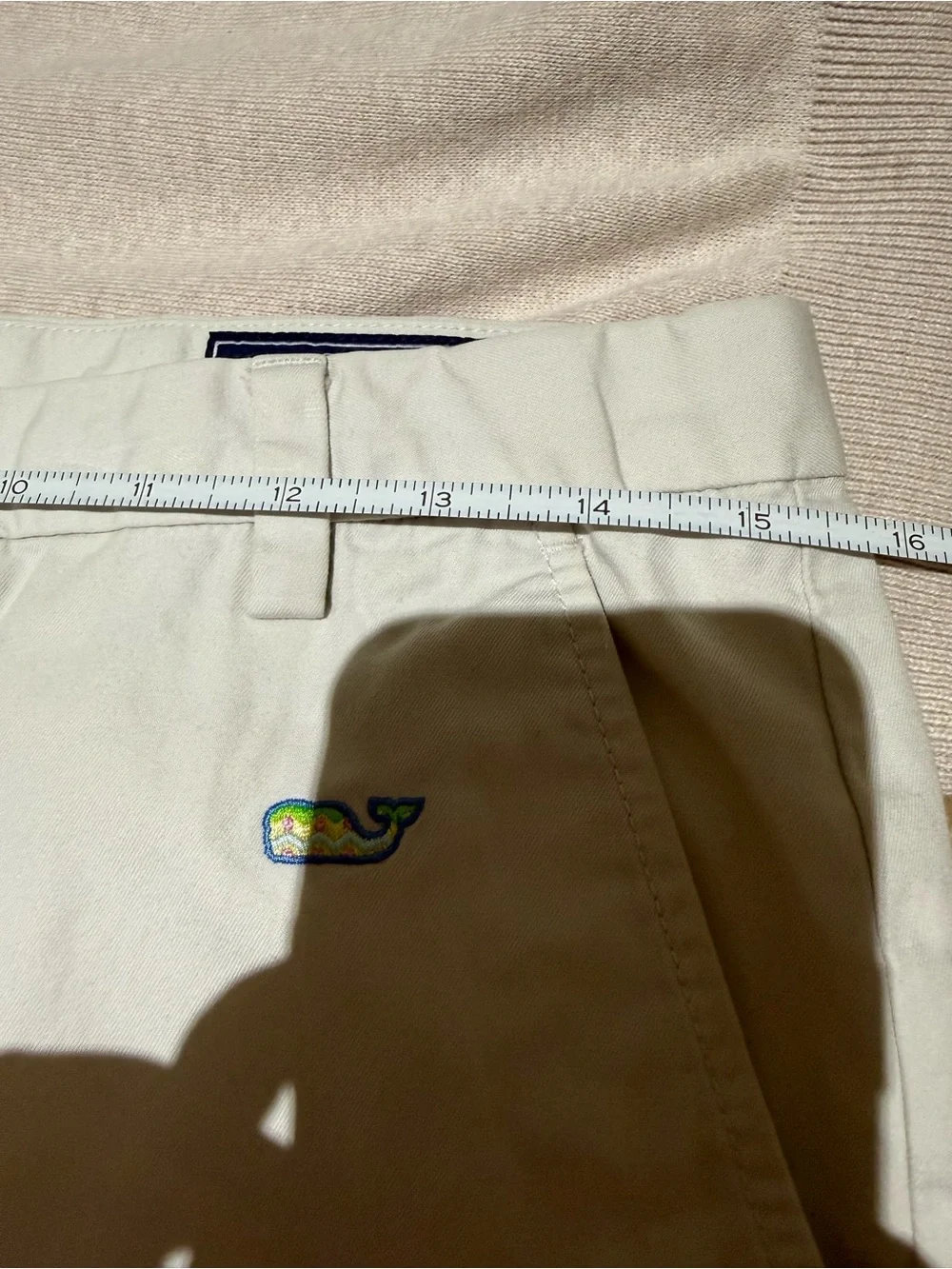 Vineyard Vines Khaki Shorts with Whale Embroidery, size 18